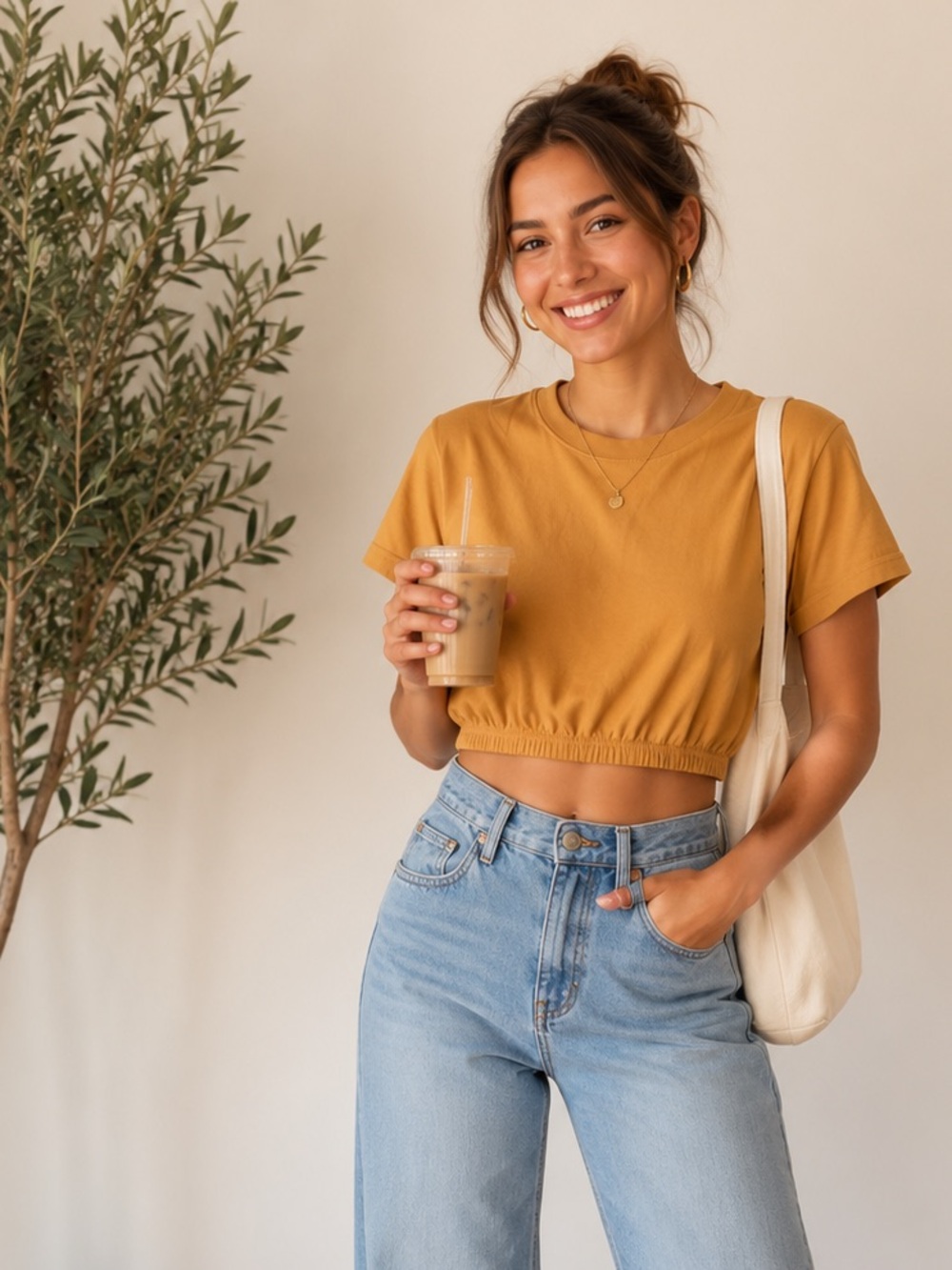 Wilfred Aritzia Mustard Cropped Tee